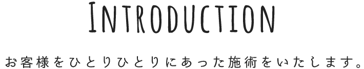 Introduction お客様をひとりひとりにあった施術をいたします。